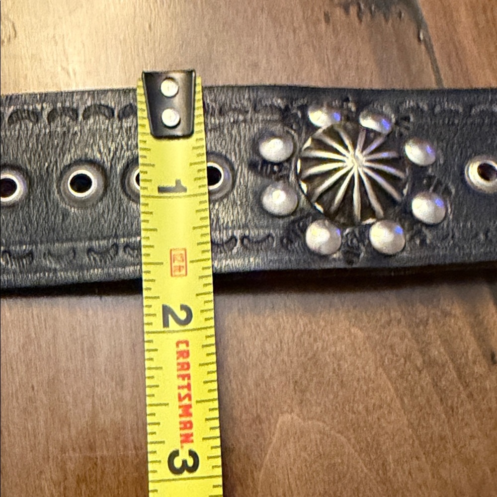 Black Leather Belt with Silver Accents - Picture 8 of 10